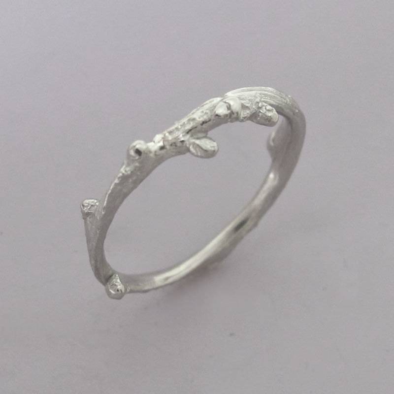 Lebendige Eiche Trauring in 14K Palladium Weißgold von esdesigns