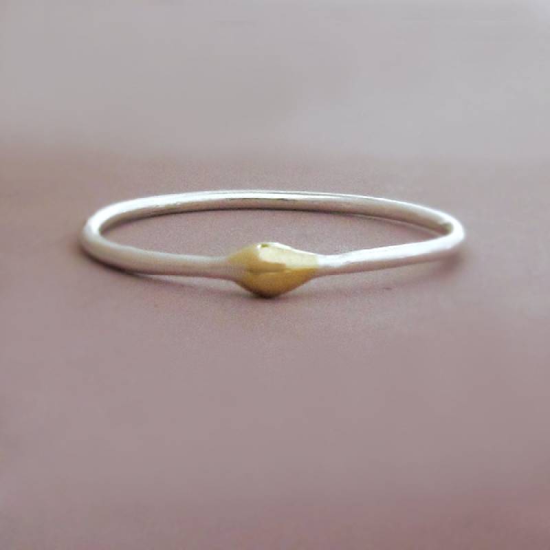 Regen Stapelring Aus Sterling Silber Und 22 K Gold, Wassertropfen Ring von esdesigns