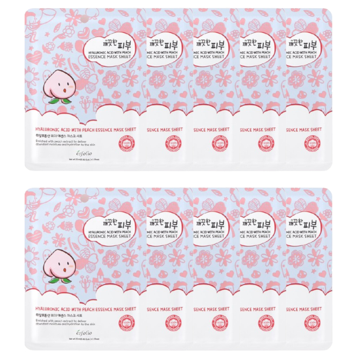 esfolio  - Pure Skin Essence Mask Sheet  -  25ml*1pc  -  Hyaluronic Acid With Peach (10ea) Set von esfolio