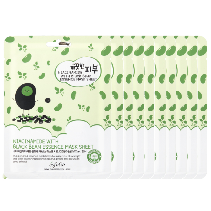 esfolio - Pure Skin Essence Mask Sheet - 25ml - Niacinamide Black Bean (10ea) Set von esfolio