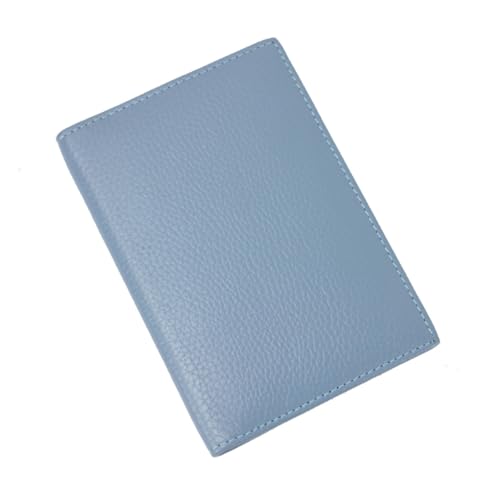 Passoport Hülle Echt Leder Reisepasshülle Herren Rindsleder Reisepasshülle Kartenetui Brieftasche Integriertes Damen Ausweis Lederhülle Reisepasshülle, grau/blau von esmen