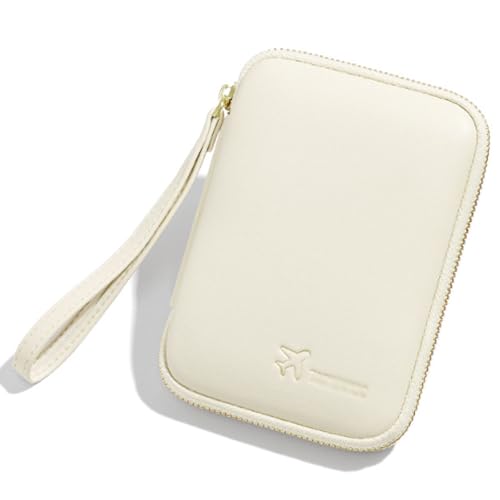 Passoport Hülle Reise Reißverschluss Reisepass Tasche mit mehreren Kartenfächern für Damen Münzkartenhalter Dokumentenaufbewahrungstasche Schutzhülle Reisepasshülle, beige von esmen