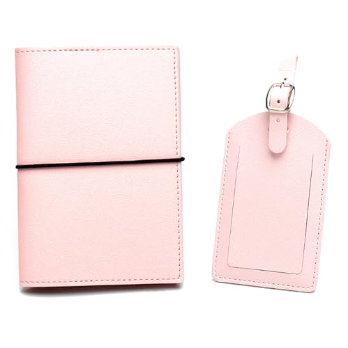 esmen Passoport Hülle Reisepasshülle Leder Gepäckanhänger Gurt Gummiband Reisepass Buch Gepäck Ausweis Set Reise Reisepass Organizer Reisepasshülle, rose von esmen