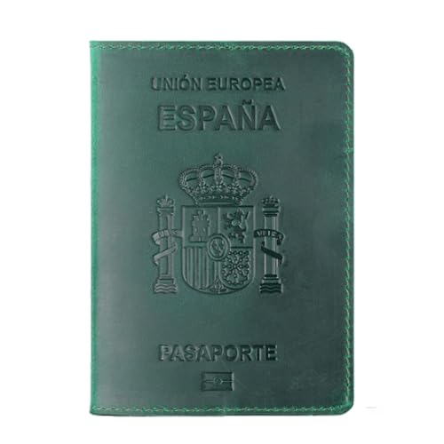 esmen Passoport Hülle Spanisch Reisepasshülle Dokumententasche Rindsleder Retro Boarding Card Wallet Kartenhalter Reisepassbuch Set Reisepasshülle, grün von esmen