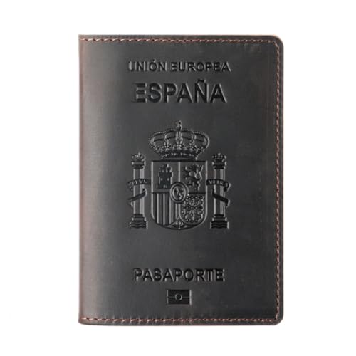 esmen Spanischer Passhalter -Dokumenthalter Cowide Retro Boarding Card Wallet Card Inhaber Passport Book Set Reisepasshüllen von esmen