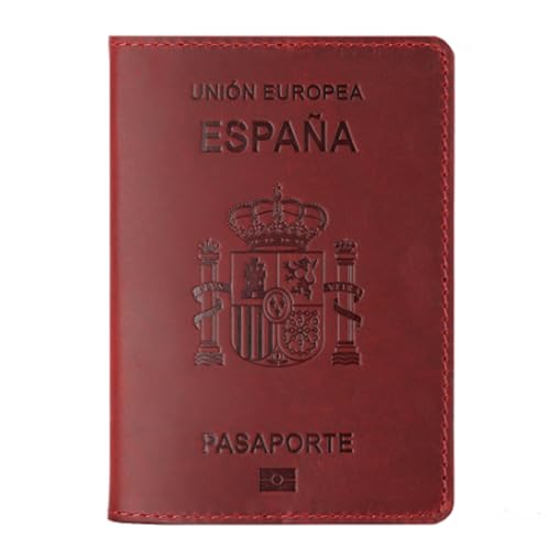 esmen Spanischer Passhalter -Dokumenthalter Cowide Retro Boarding Card Wallet Card Inhaber Passport Book Set Reisepasshüllen von esmen