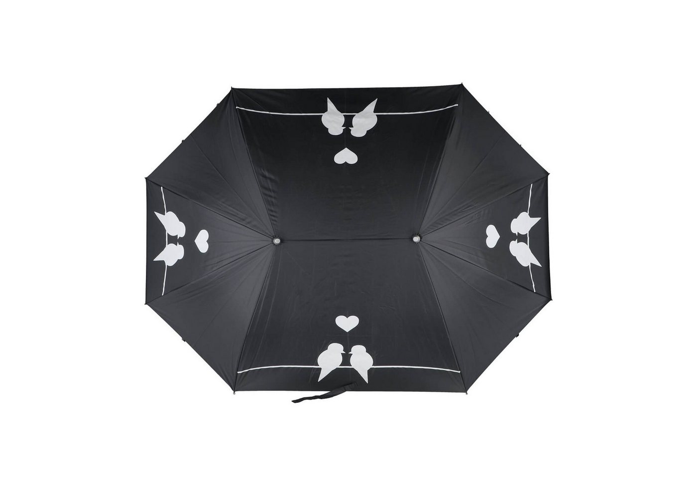 esschert design Stockregenschirm Extra breiter PARTNERSCHIRM schwarz mit weißen Vögelchen von esschert design