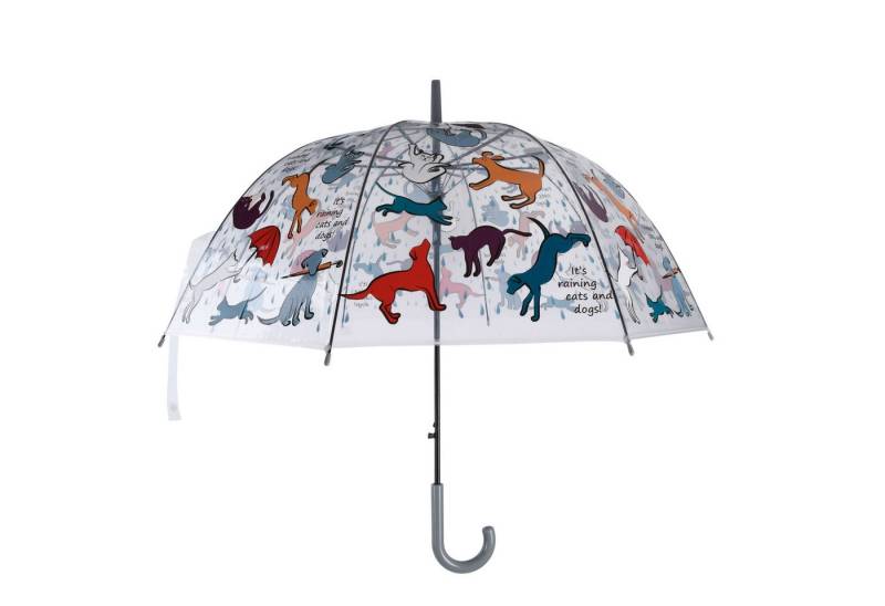 esschert design Stockregenschirm Transparenter Regenschirm Öffnungsautomatik "Es regnet Katzen & Hunde" von esschert design