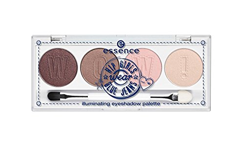 Essence Hip Girls wear blue jeans illuminating eyeshadow palette Nr. 01 born to be worn! Inhalt: 5,28g Lidschatten für strahlend schöne Augen - Palette mit 4 Farben. von essence cosmetics