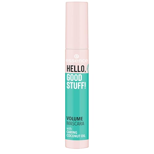 essence HELLO, GOOD STUFF! VOLUME MASCARA, Schwarz, volumengebend, pflegend, definierend, verlängernd, vegan, ohne Mikroplastikpartikel, Nanopartikel frei, ohne Alkohol, 1er Pack (13ml) von essence cosmetics