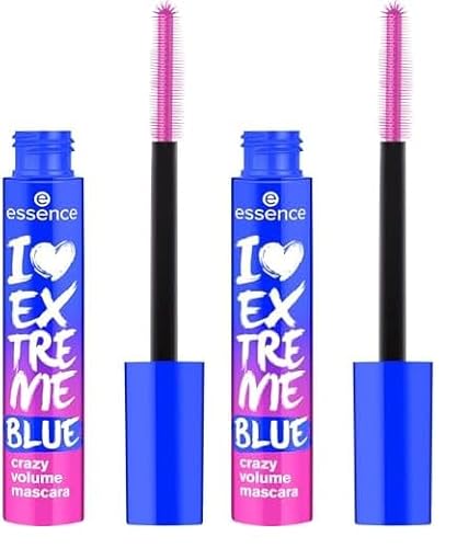 essence I LOVE EXTREME BLUE crazy volume mascara, Blau, langanhaltend, schwunggebend, Extremes Volumen, farbintensiv, vegan, ohne Mikroplastikpartikel, Nanopartikel frei, ohne Parfüm, 2er Pack (12ml) essence I LOVE EXTREME BLUE crazy volume mascara, Blau, langanhaltend, schwunggebend, Extremes Volumen, farbintensiv, vegan, ohne Mikroplastikpartikel, Nanopartikel frei, ohne Parfüm, 2er Pack (12ml) von essence cosmetics
