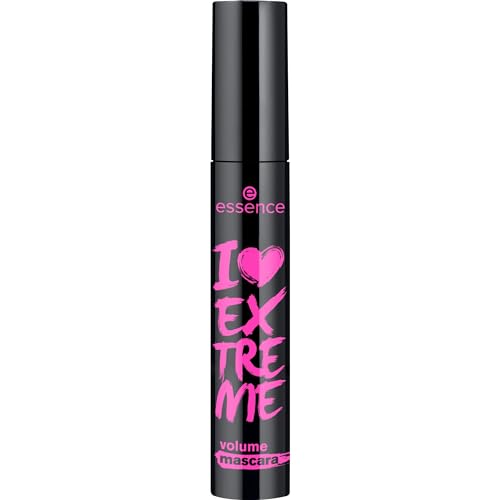 essence I LOVE EXTREME volume mascara, Nr. 01, Schwarz, volumengebend, schwunggebend, verlängernd, vegan, ohne Mikroplastikpartikel, Nanopartikel frei, ohne Parfüm, 1er Pack (12ml) von essence cosmetics