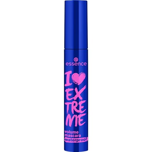 essence I LOVE EXTREME volume mascara waterproof, Schwarz, langanhaltend, volumengebend, schwunggebend, intensiv, vegan, wasserfest, ohne Mikroplastikpartikel, Nanopartikel frei, 1er Pack (12ml) von essence cosmetics