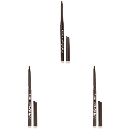 essence LONG-LASTING eye pencil, Kajal, 18 Stunden Halt, wasserfest, Nr. 02 hot chocolate, braun, definierend, langanhaltend, vegan, wasserfest, Mikroplastik Partikel frei (0,28g) (Packung mit 3) von essence cosmetics