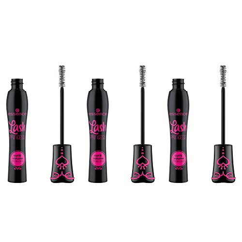 essence Lash PRINCESS curl & volume mascara, Schwarz, volumengebend, schwunggebend, sofortiges Ergebnis, intensiv, vegan, ohne Mikroplastikpartikel, Nanopartikel frei, ohne Parfüm, 3er Pack (3x12ml) von essence cosmetics