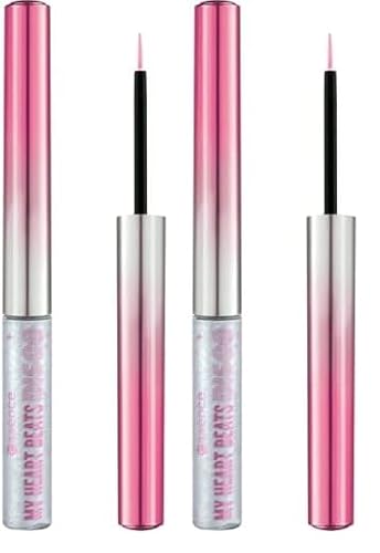 essence MY HEART BEATS DISCO dip eyeliner, Nr. 01, Silber, langanhaltend, glitzernd, vegan, ohne Mikroplastikpartikel, Nanopartikel frei, ohne Parfüm, 2er Pack (2.8ml) von essence cosmetics