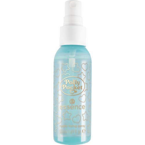essence Polly Pocket hydro fixing spray, Nr. 01, Transparent, feuchtigkeitsspendend, fixierend, strahlend frisch, vegan, ölfrei, ohne Parabene, ohne Mikroplastikpartikel, 1er Pack (50ml) von essence cosmetics