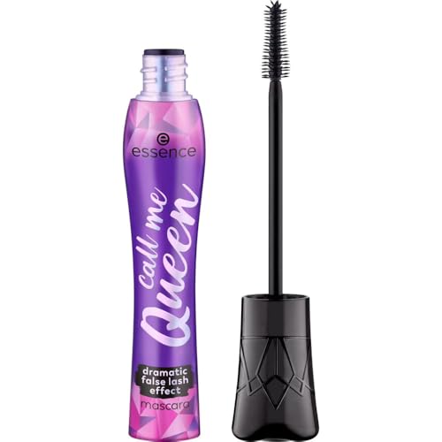 essence call me Queen dramatic false lash effect mascara, Schwarz, volumengebend, definierend, verlängernd, vegan, ohne Mikroplastikpartikel, Nanopartikel frei, ohne Parfüm, 1er Pack (11.5ml) von essence cosmetics