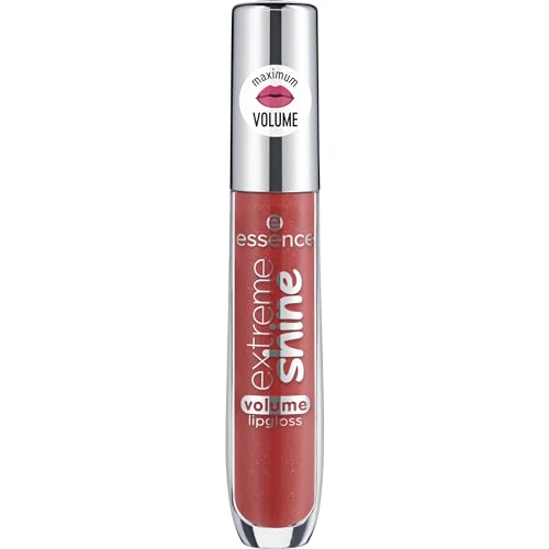 essence cosmetics extreme shine volume lipgloss, Lip Gloss, Nr. 09 Shadow Rose, nude, strahlend frisch, glänzend, transluzent, vegan, ölfrei, ohne Alkohol (5ml) von essence cosmetics