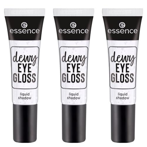 essence dewy EYE GLOSS liquid shadow, Lidschatten, Nr. 01, Transparent, weichzeichnend, strahlend frisch, vegan, Nanopartikel frei, ohne Parfüm, ölfrei, 3er Pack (3x8ml) von essence cosmetics