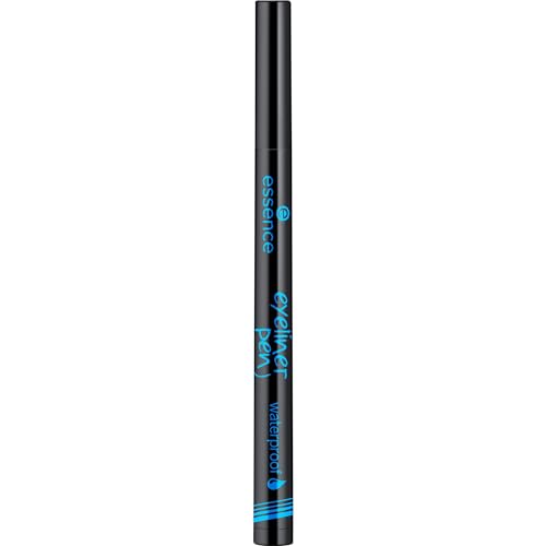 essence cosmetics eyeliner pen waterproof, Eye Liner, wasserfest, Nr. 01 waterproof, schwarz, definierend, langanhaltend, wasserfest, vegan, ohne Parfüm (1ml) von essence cosmetics