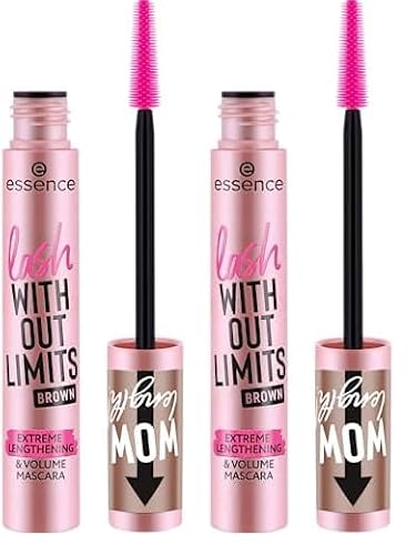 essence lash WITHOUT LIMITS BROWN EXTREME LENGTHENING & VOLUME MASCARA, Nr. 02, Braun, langanhaltend, volumengebend, vegan, ohne Mikroplastikpartikel, Nanopartikel frei, ohne Parfüm, 2er Pack (13ml) von essence cosmetics