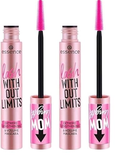 essence lash WITHOUT LIMITS EXTREME LENGTHENING & VOLUME MASCARA, Nr. 01, Schwarz, langanhaltend, volumengebend, vegan, ohne Mikroplastikpartikel, Nanopartikel frei, ohne Parfüm, 2er Pack (13ml) von essence cosmetics