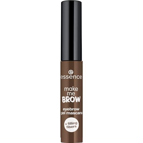 essence cosmetics make me BROW eyebrow gel mascara, Augenbrauen, mit Füllfasern, Nr. 05 Chocolaty Brows, braun, definierend, gelig, vegan, Mikroplastik Partikel frei, Nanopartikel frei (3,8ml) von essence cosmetics