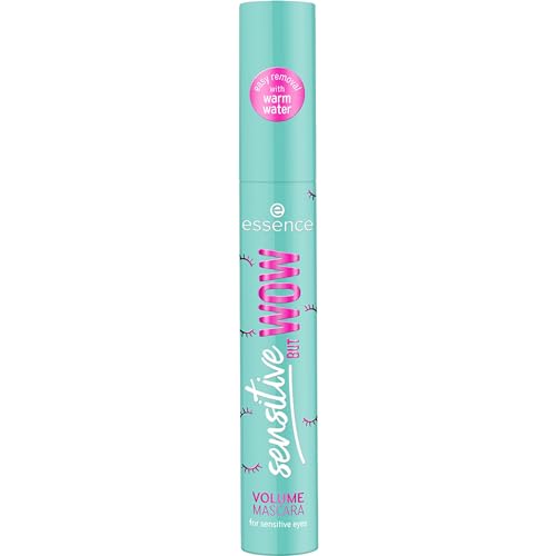 essence cosmetics sensitive BUT WOW VOLUME mascara, Wimperntusche, schwarz, Einfach zu entfernen, volumengebend, für sensible Augen, Haut, langanhaltend, Wischfest, vegan, ohne Parfüm (8,5ml) von essence cosmetics