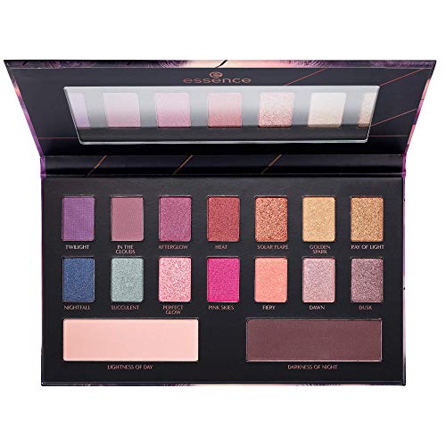 essence epic sunset eyeshadow palette, Lidschatten, mehrfarbig, langanhaltend, metallisch, matt, schimmernd, intensiv, vegan, Nanopartikel frei, ohne Parfüm (21g) von essence cosmetics