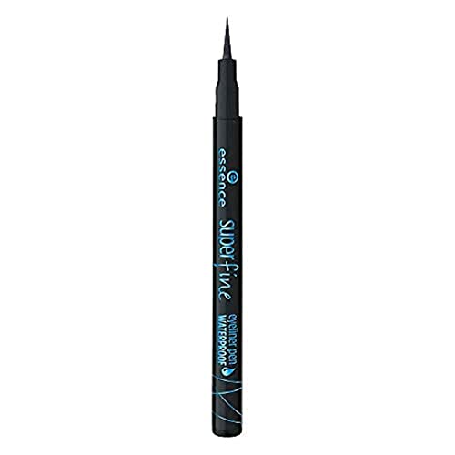 essence cosmetics superfine eyeliner pen WATERPROOF, Eye Liner black, schwarz, wasserfest, vegan, ohne Parfüm (1ml) von essence cosmetics