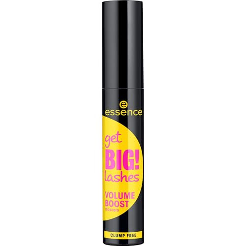 essence get BIG! lashes VOLUME BOOST mascara, Schwarz, volumengebend, schwunggebend, definierend, verlängernd, vegan, ohne Mikroplastikpartikel, Nanopartikel frei, ohne Parfüm, 1er Pack (12ml) von essence cosmetics