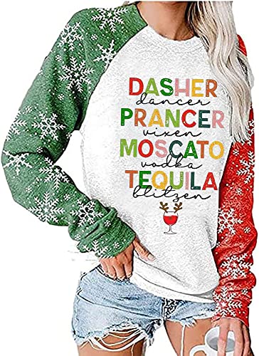 Damen Rentier Alkohol Weihnachten Sweatshirt Dasher Dancer Prancer Vixen Moscato Vodka Tequila Blitzen Xmas Pullover, Hellgrau-9, M von essential cocoon