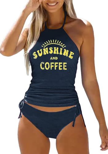 Zweiteiliges Tankini-Set für Damen, Kuh-Totenkopf mit Leopardenmuster, Bademode, Tankini-Top-Set, Bademode, B-navy, S von essential cocoon
