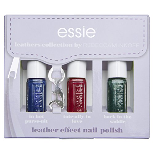 Essie Kollektion Leather by Rebecca Minkoff Look Bold Kit 3 Mini Nagellack in limitierter Auflage von Semi-Matt Finish 454 in Hot Purse-uit, 453 Tote-ally in Love, 455 Back in the Saddle von essie