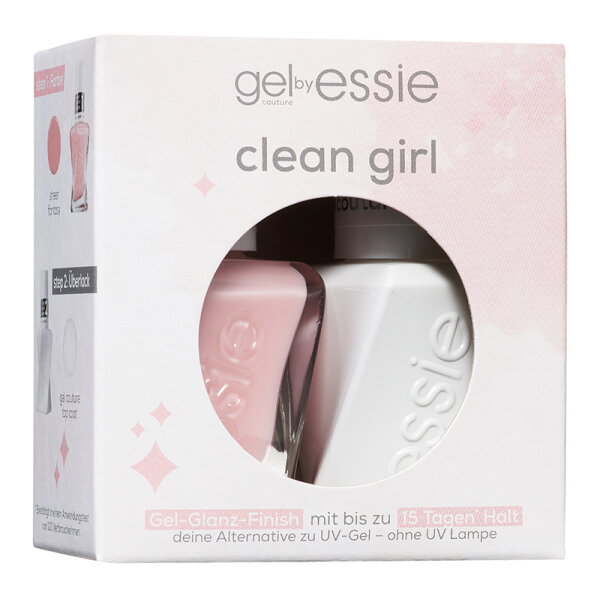 Essie Nagellack Set clean girl (gel couture 00 top coat, gel couture 10 sheer fantasy) Nagellack Set 1Stk von essie
