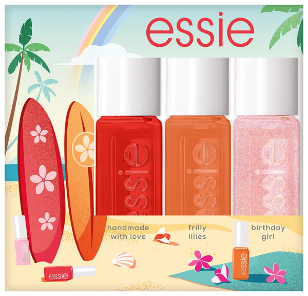 Essie Sommer-Nagellack-Set surf up: Mini Trio Kit, 858 handmade with love, 824 frilly lilies, 514 birthday girl Nagellack Set 15ml von essie