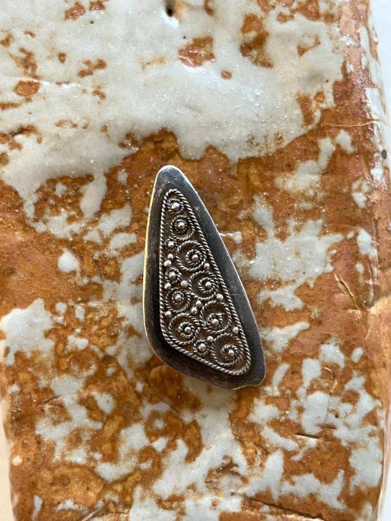Vintage Atomic Sterling Silber Biomorphic Brosche Mid Century Modernist Silberschmuck von estatechicago