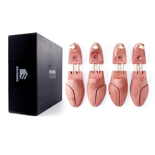 Esvioniq Herren Zedernholz Schuhspanner,verstellbare Holz Schuhspanner für Männer,Rote Zedernholz Schuhdehner mit Doppelschläuchen (2 Paar, EU 40-41) von Esvioniq