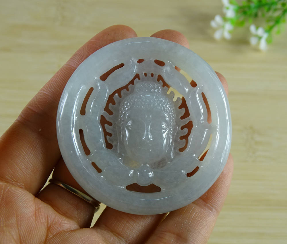 Jade Anhänger Buddha Gott Zertifiziert Transparent Icy Green Grade A Jadeit P-372-11 Jade Anhänger Buddha Gott Zertifiziert Transparent Icy Green Grade A Jadeit P-372-11 von esybuy