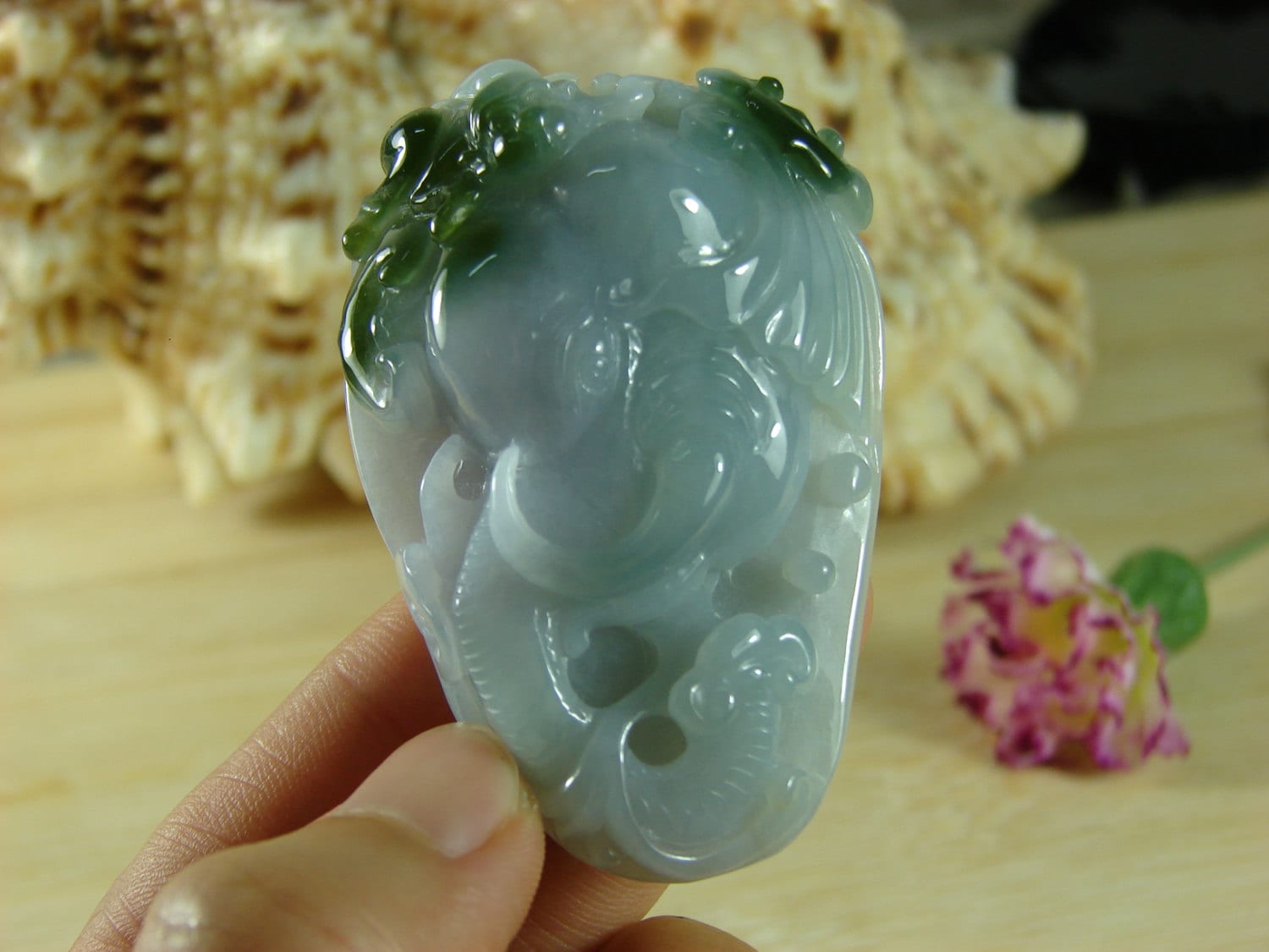 Jade Jadeit Anhänger Elefant Kopf Grün Grade A Zertifikat P3613 Jade Jadeit Anhänger Elefant Kopf Grün Grade A Zertifikat P3613 von esybuy