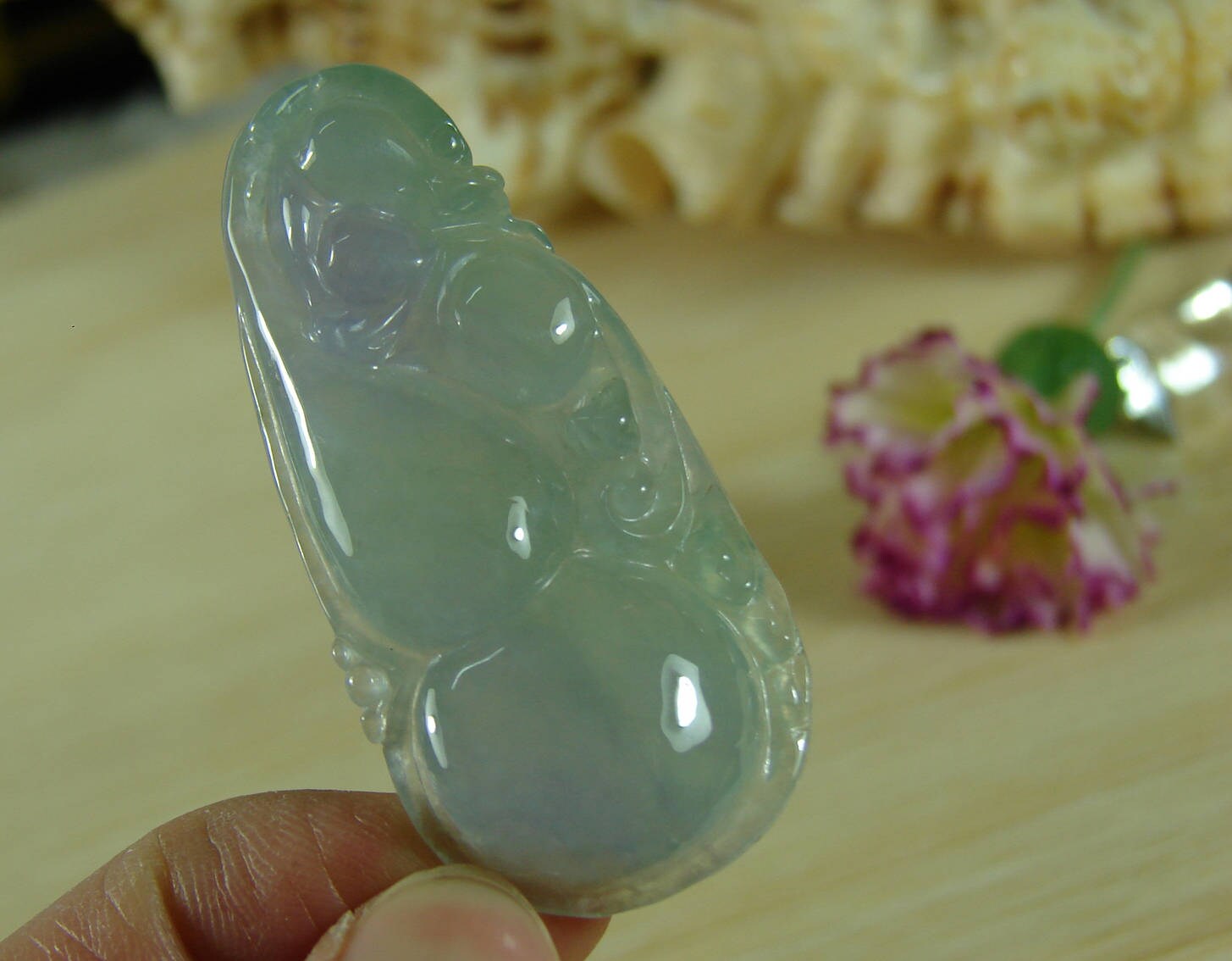 Zertifizierter Grüner Lavendel Jade Anhänger Pixiu Gourd Grade A Jadeit P-357-9 Zertifizierter Grüner Lavendel Jade Anhänger Pixiu Gourd Grade A Jadeit P-357-9 von esybuy