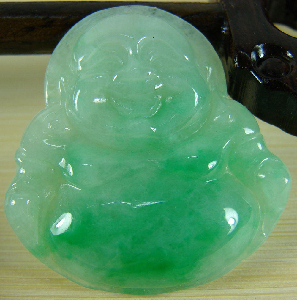 Zertifizierter Rich Vivid Green Jade Jadeit Anhänger Buddha God Grade A P-294-6 Zertifizierter Rich Vivid Green Jade Jadeit Anhänger Buddha God Grade A P-294-6 von esybuy