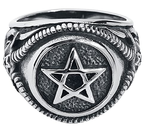 etNox hard and heavy Pentagramm Unisex Ring silberfarben L Edelstahl Everyday Goth, Gothic von etNox hard and heavy