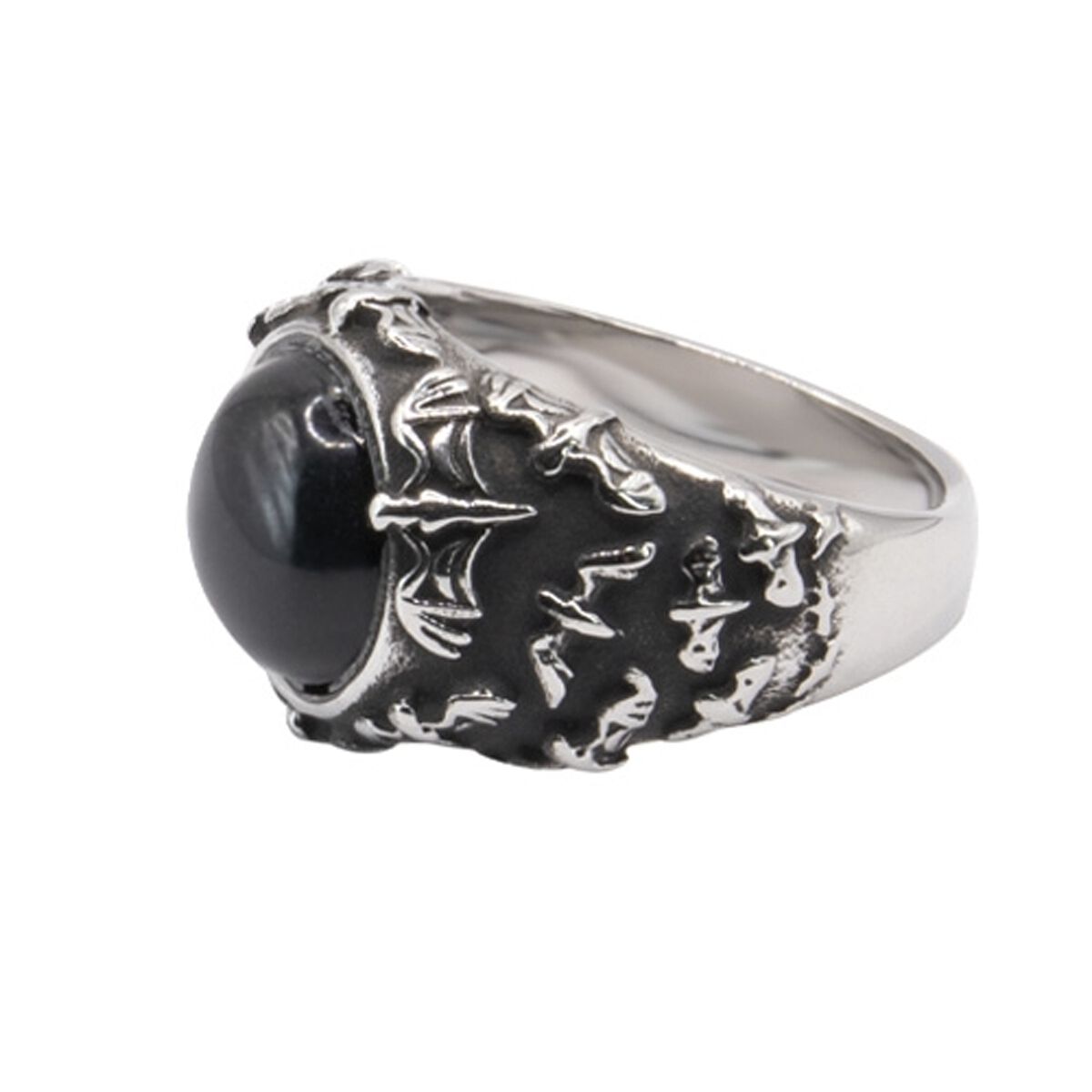 etNox hard and heavy Black Bats Ring schwarz silberfarben von etNox hard and heavy