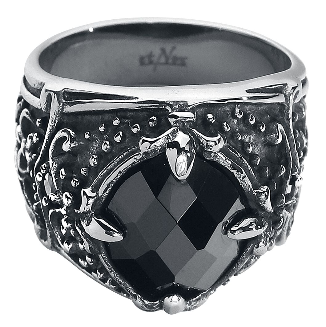 etNox hard and heavy Black Diamond Ring schwarz silberfarben von etNox hard and heavy