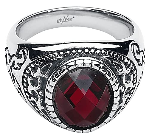 etNox hard and heavy Dark Ruby Unisex Ring silberfarben/rot S von etNox hard and heavy