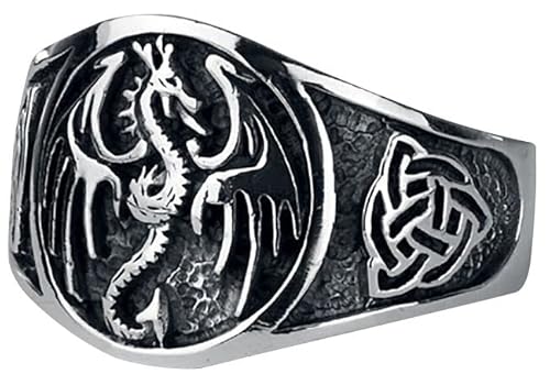 etNox hard and heavy Dragon Männer Ring silberfarben L Edelstahl Drachen, Fashion & Style von etNox hard and heavy