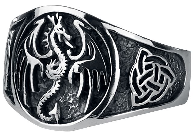 etNox hard and heavy Dragon Ring silberfarben von etNox hard and heavy