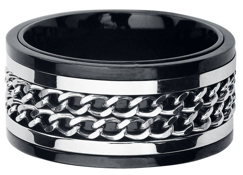etNox hard and heavy - Gothic Ring - Double Chain - schwarz/silberfarben von etNox hard and heavy